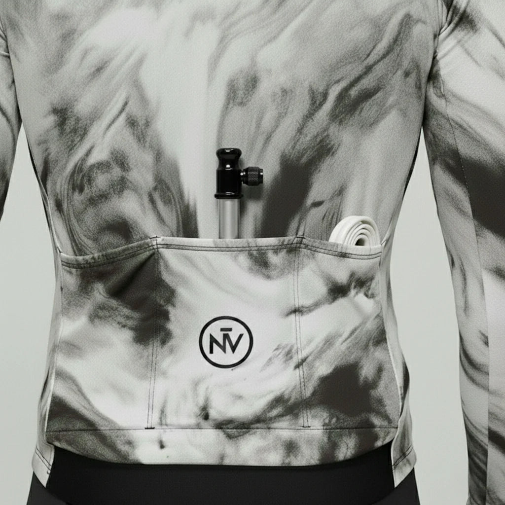 Cycling Obsidian Long Sleeve Jersey – Aero Fit Thermal Black Sleek Design Winter | Nomad Vélo