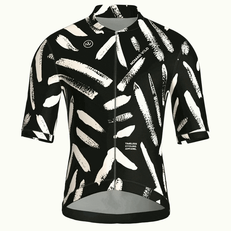 Brushstroke Black Jersey – Cycling Short Sleeve Race Fit