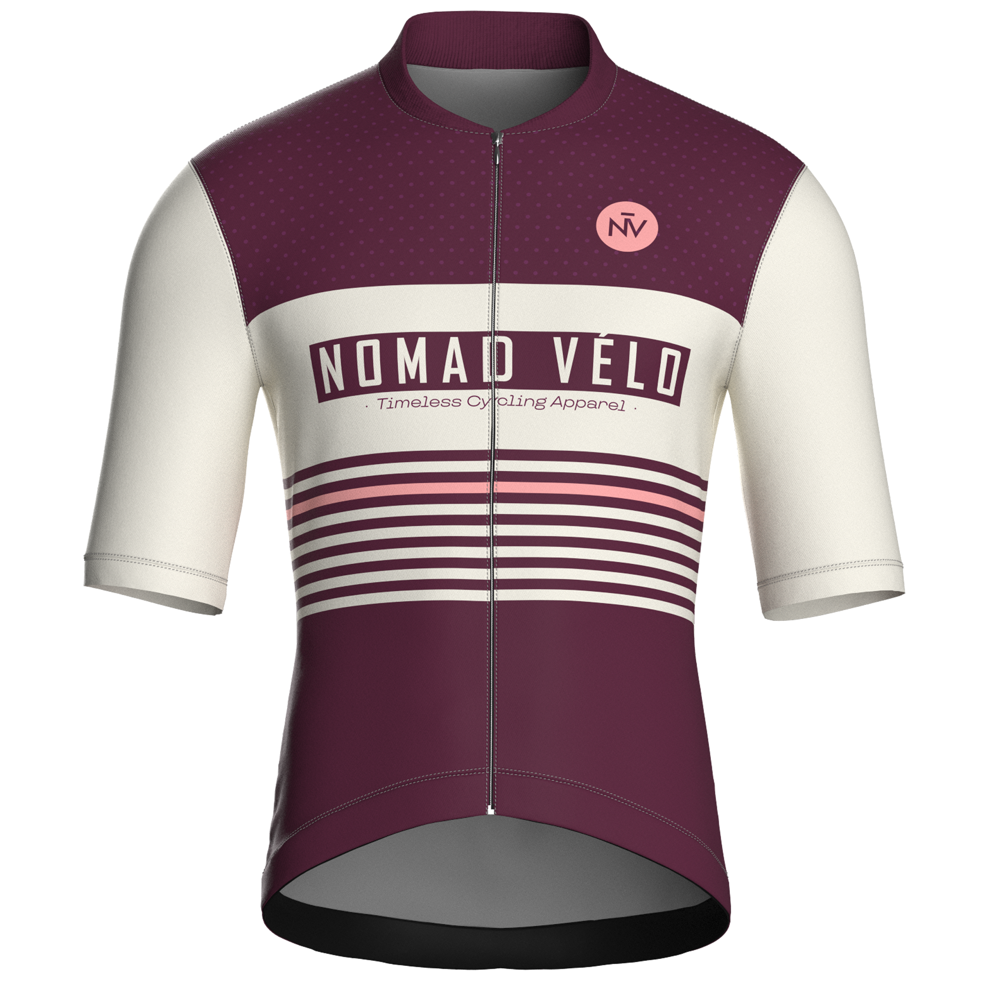 Retro Stripe Burgundy Jersey – Cycling Short Sleeve Race Fit