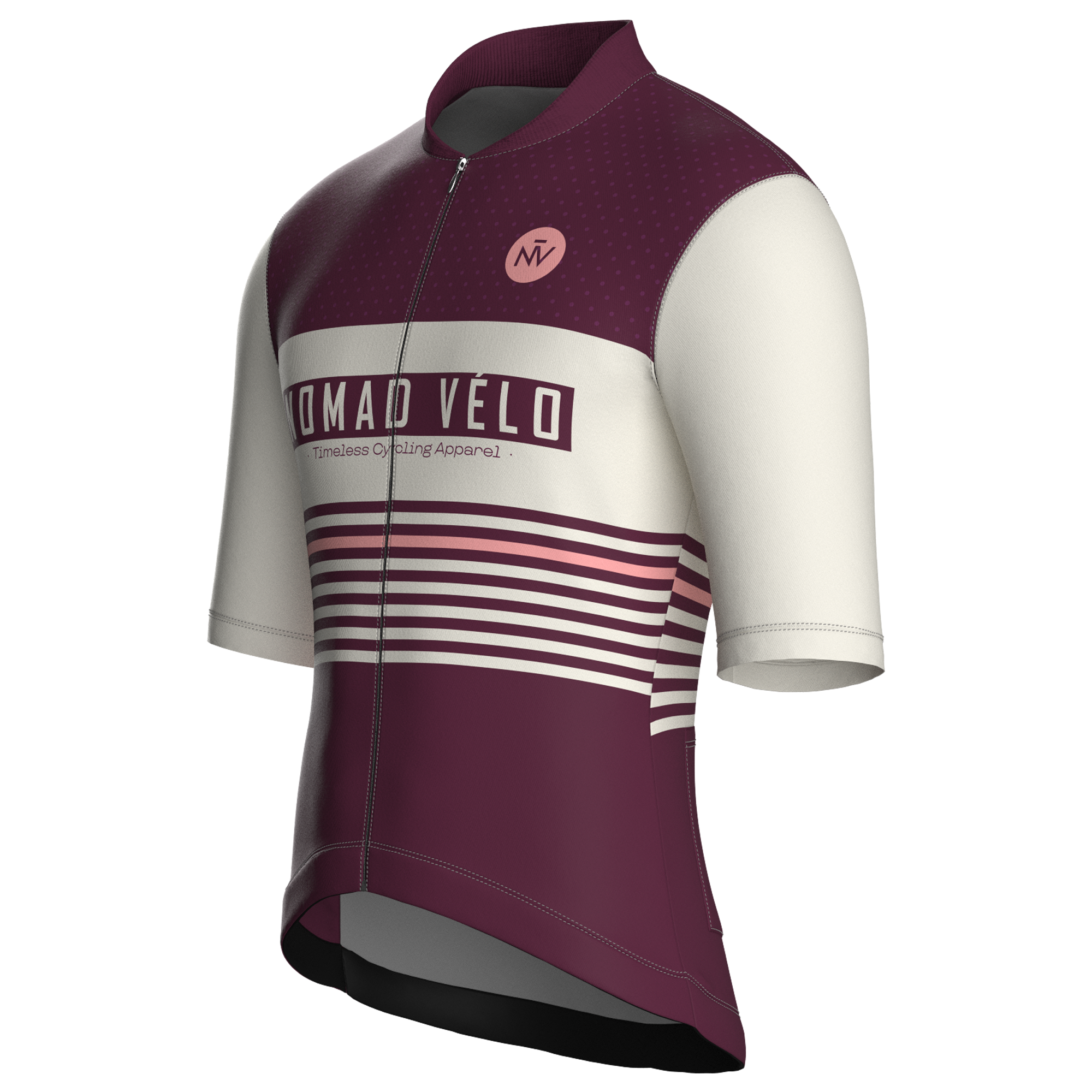 Retro Stripe Burgundy Jersey – Cycling Short Sleeve Race Fit