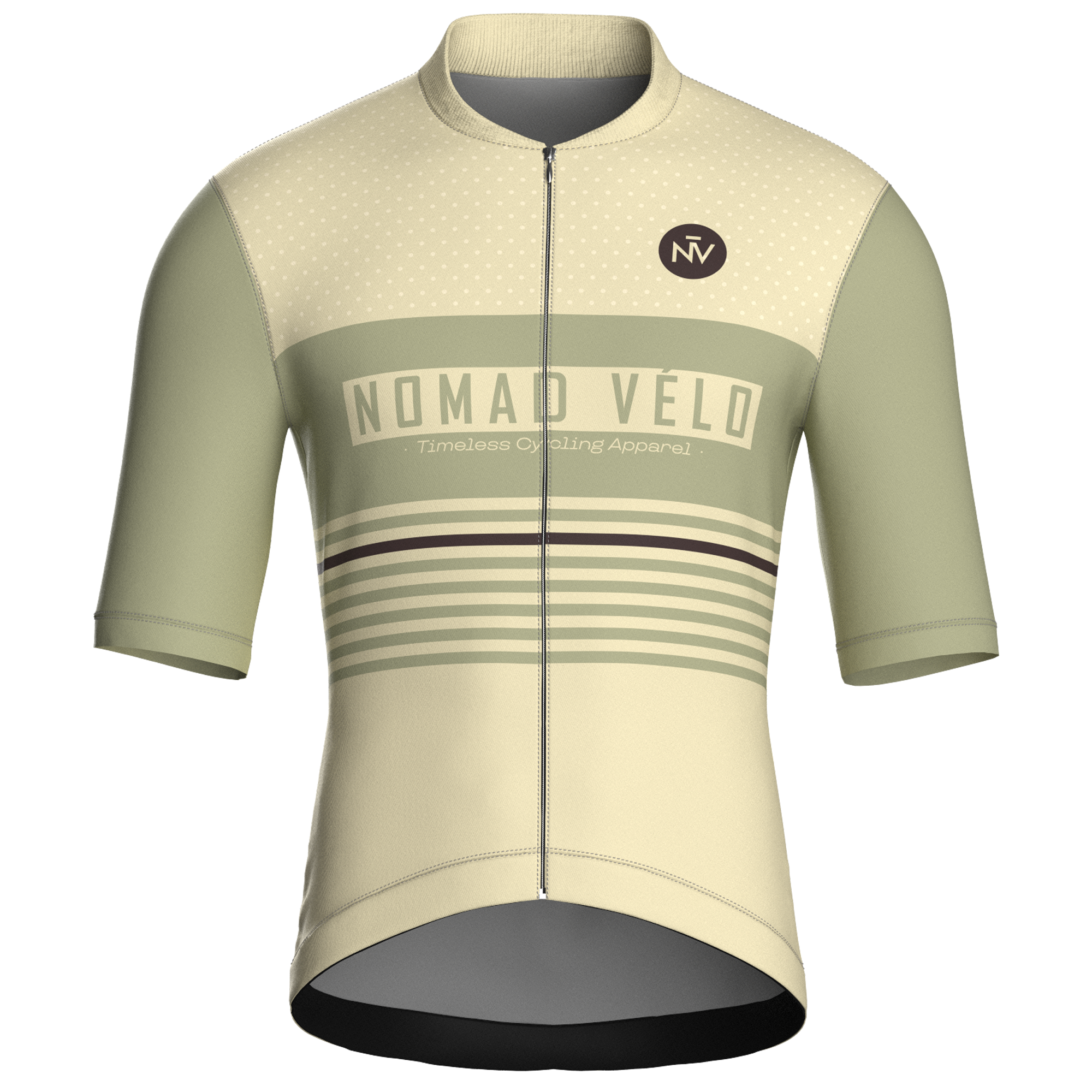 Retro Stripe Sand Jersey – Cycling Short Sleeve Race Fit Road Training | Nomad Vélo