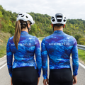 Cycling Pacific Blue Jersey – Long Sleeve Aero Fit for Climbs | Nomad Vélo