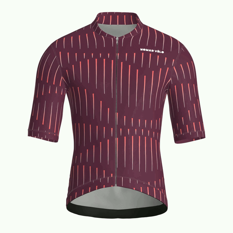 Pinstripe Burgundy Jersey – Cycling Short Sleeve Race Fit