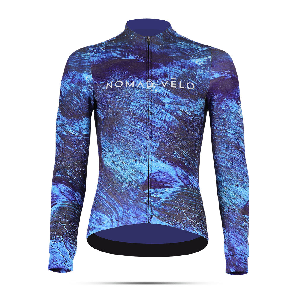 Cycling Pacific Blue Jersey – Long Sleeve Aero Fit for Climbs | Nomad Vélo