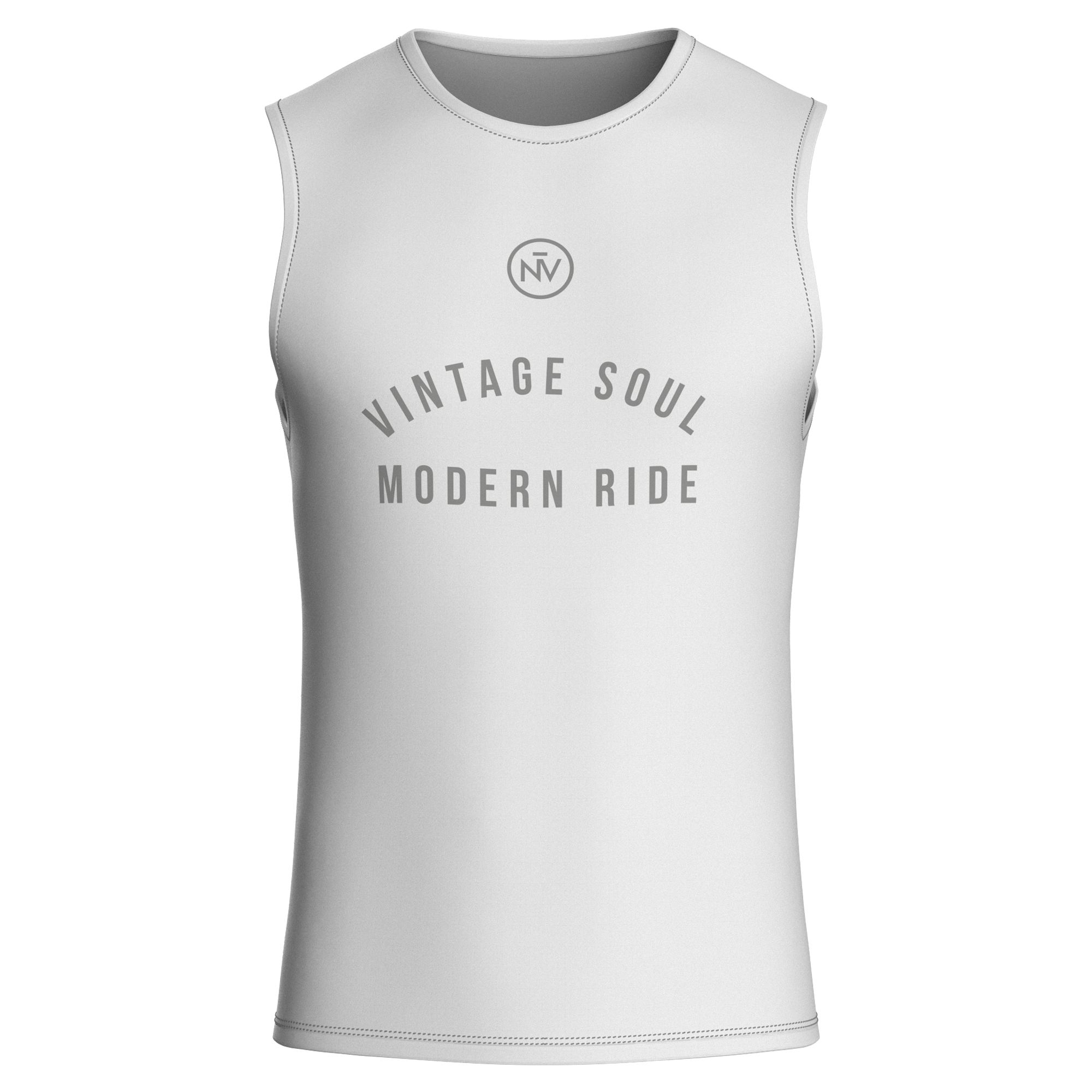 Vintage Soul White Base Layer – Cycling Sleeveless Slim Fit Lightweight