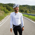 Base Layer White – Long Sleeve Moisture-Wicking Race Slim Fit | Nomad Vélo